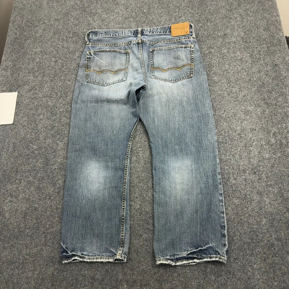 American Eagle Jeans Mens 36x30 Blue Cotton Relaxed Fit Distressed Casual Style